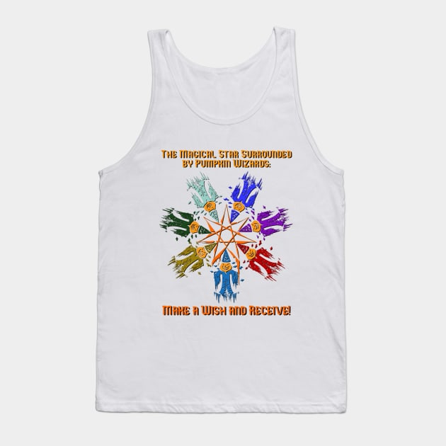 The Magical Star Surrounded by Pumpkin Wizards: Make a Wish and Receive! Tank Top by Alchemia Colorum